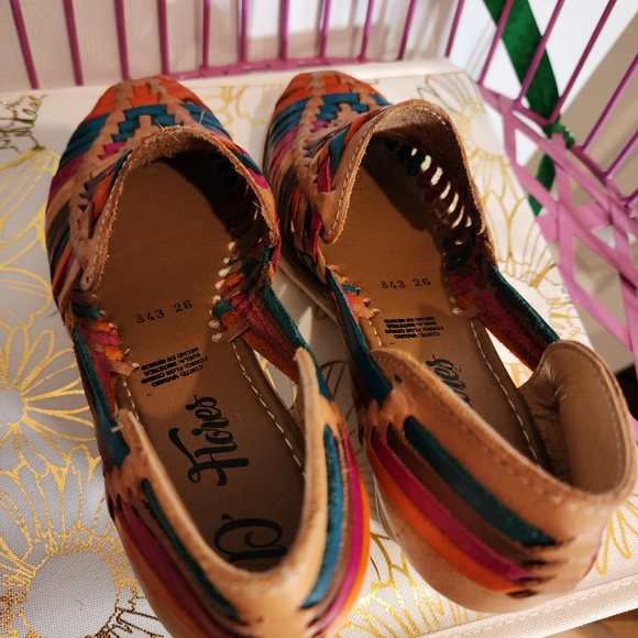 NWOT - D. Flores Authentic Mexican Multicolored Wedge Huaraches - Picture 5 of 8